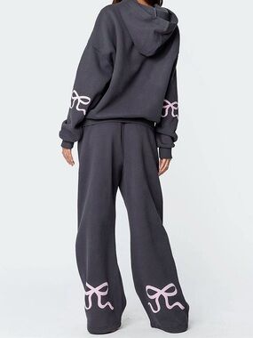 Edikted Bonney Bow Detail Matching Set Women’s Medium Dark Gray